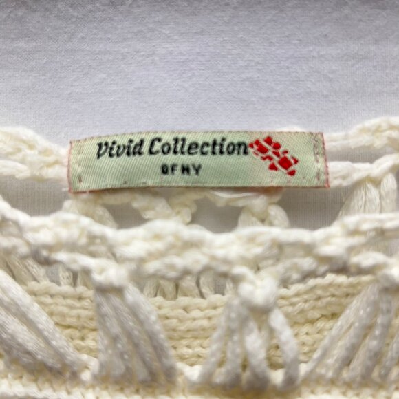 Vivid Collection Crochet Macrame Top Knit Cutout in Cream Women's - Picture 4 of 9